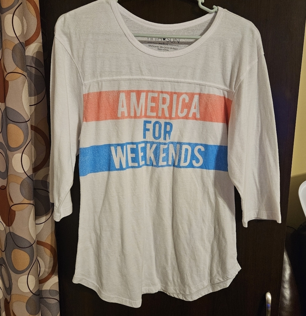 Fifth Sun White Tee with Patriotic Print